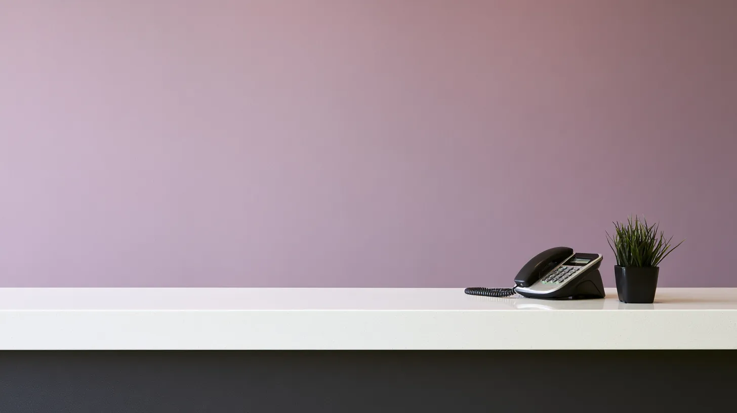 Uplyft Capital reception desk with a phone and a small plant