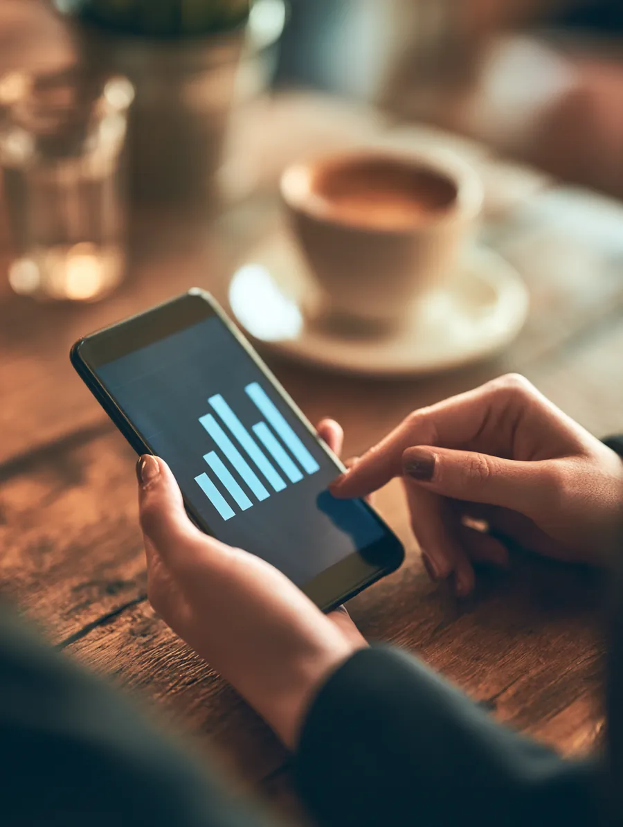 Hands holding a phone showing a payment chart from the Uplyft Capital loan calculator