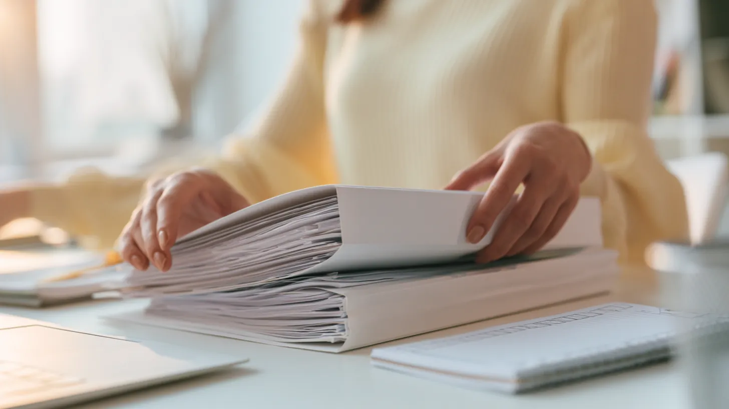 Woman organizing the documents needed to meet Uplyft Capital requirements for a personal loan